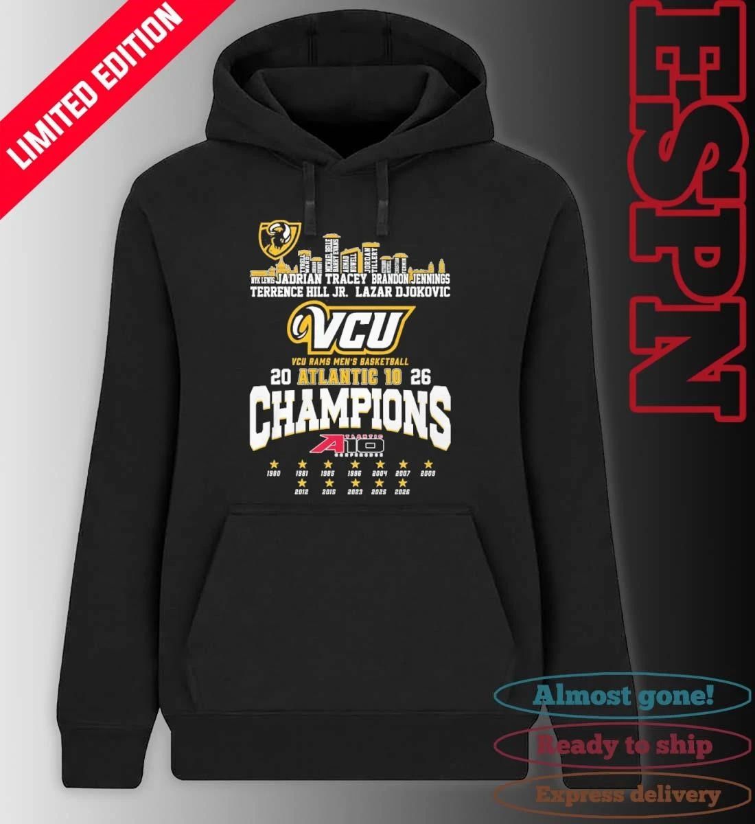 VCU Men’s Basketball 2026 A-10 Conference Champions Skyline Player Name Shirt