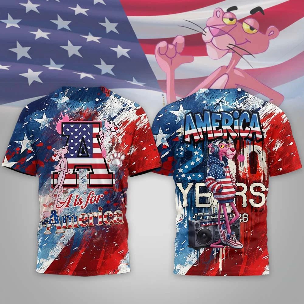 Pink Panther America 250 Years 1776 3D T-Shirt