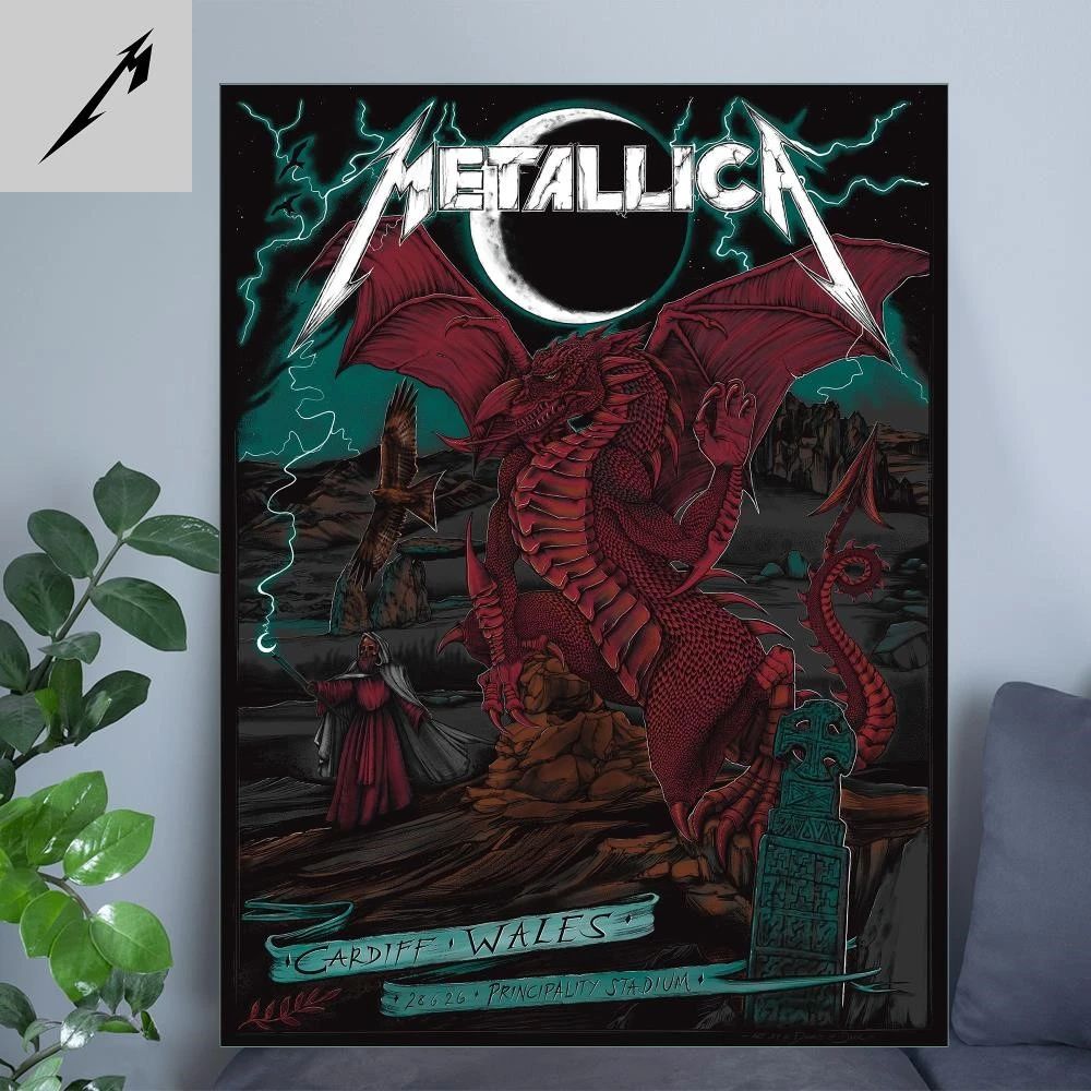 Metallica Dragon Art Poster – Cardiff M72 Tour – Principality Stadium, Wales – Art By Duchess Of Dark – Limited Edition 2026