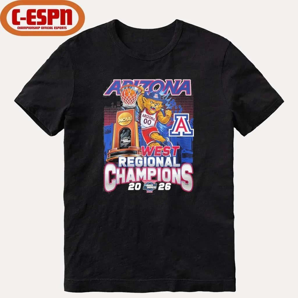 Arizona Wildcats Men’s Basketball Mascot 2026 Midwest Regional Champions Shirt