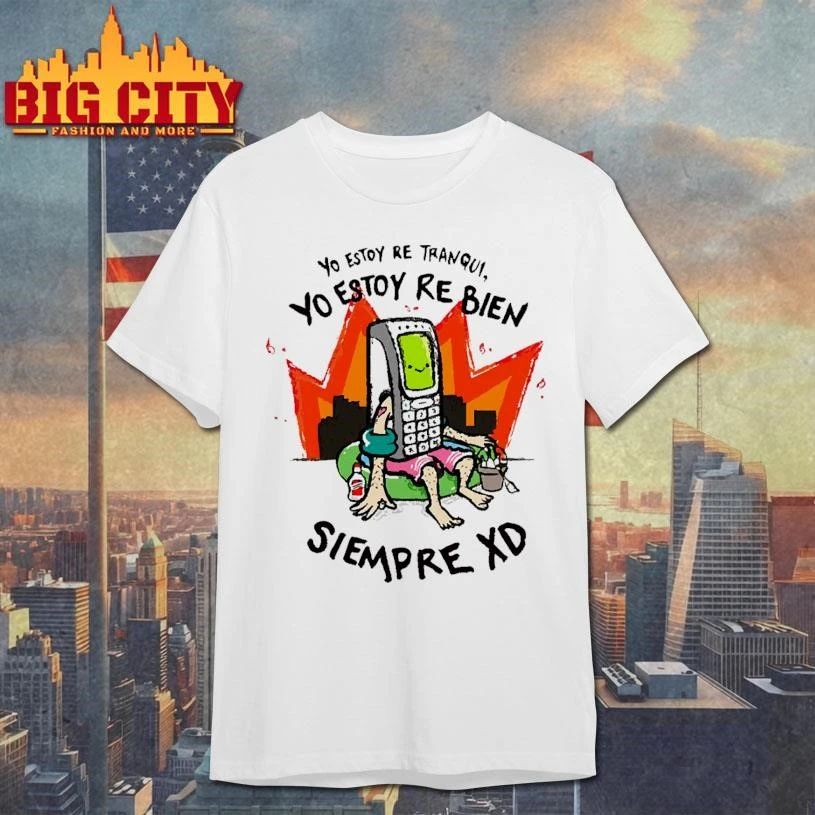Yo Estoy Re Tranqui Funny Cell Phone Character Chill Meme Graphic T Shirt
