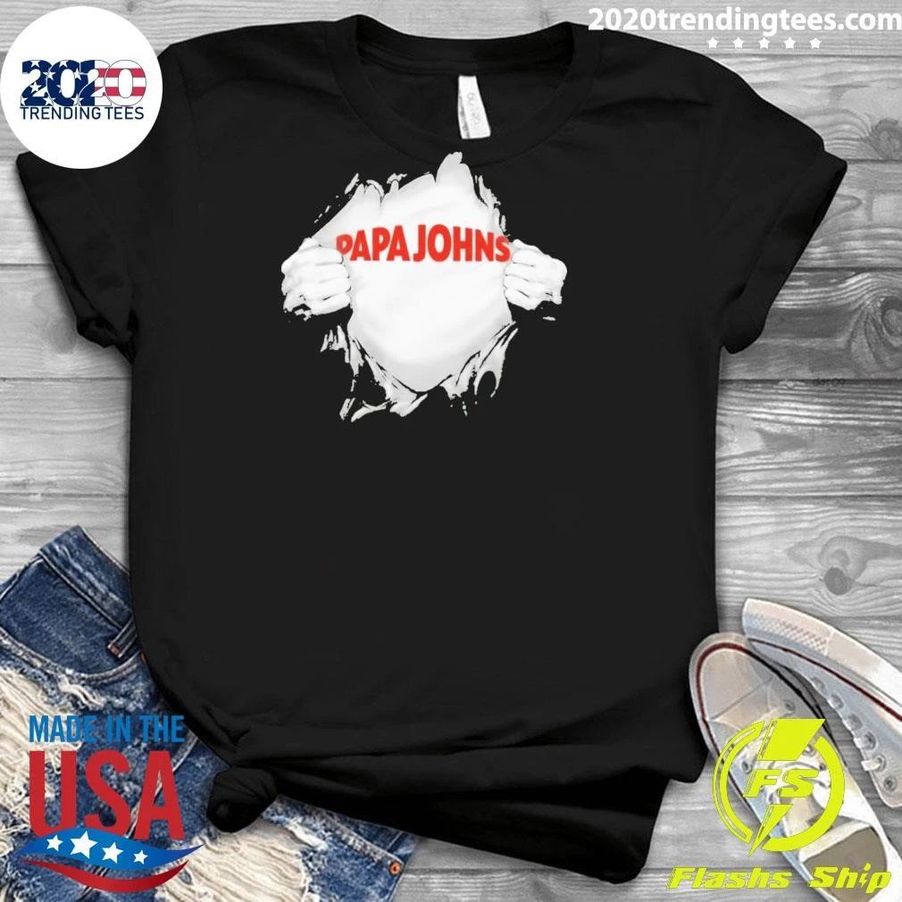 Papa Johns Pizza Ripped Chest Superhero Shirt