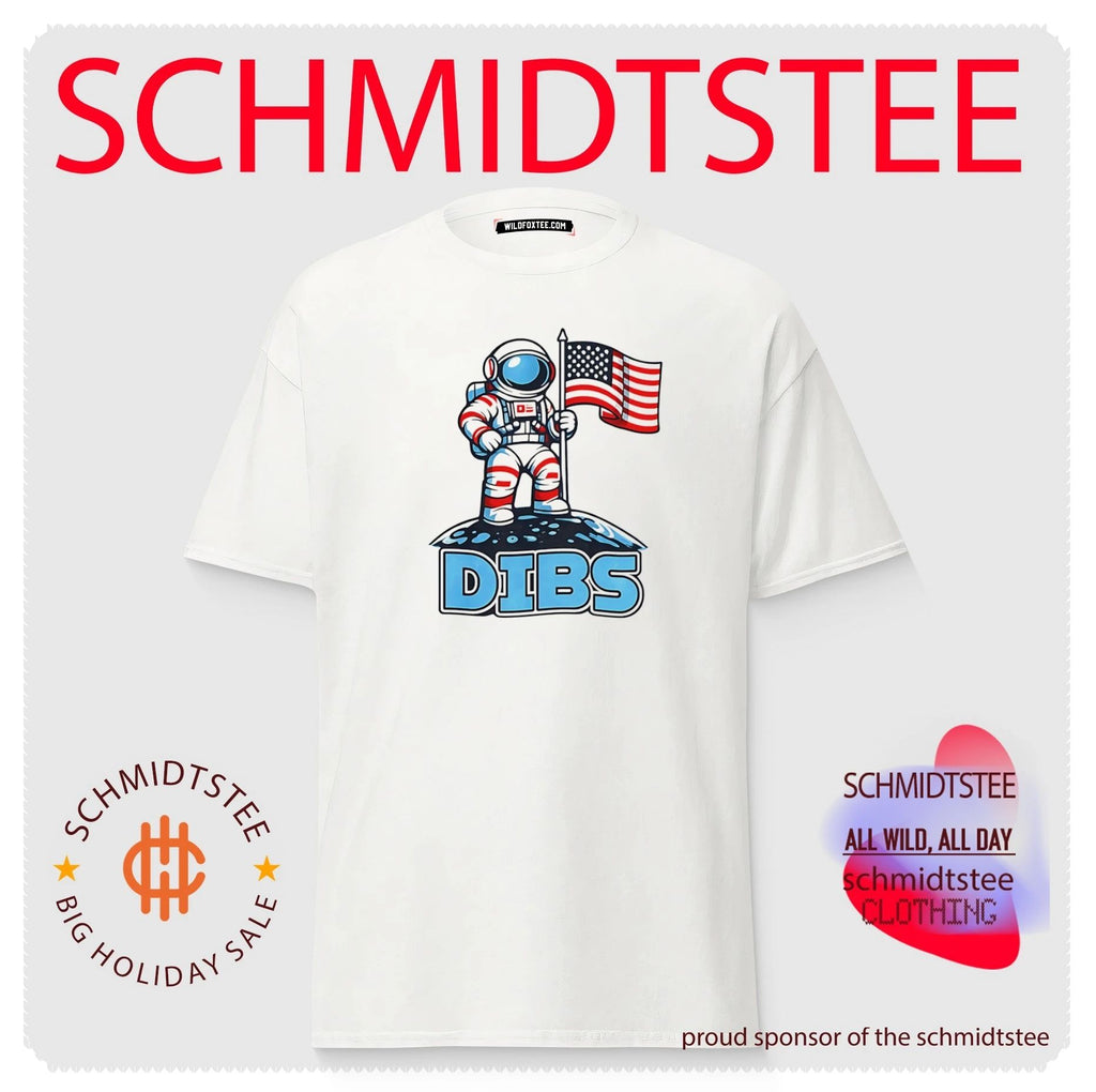 USA Dibs on the Moon Astronaut space American flag shirt