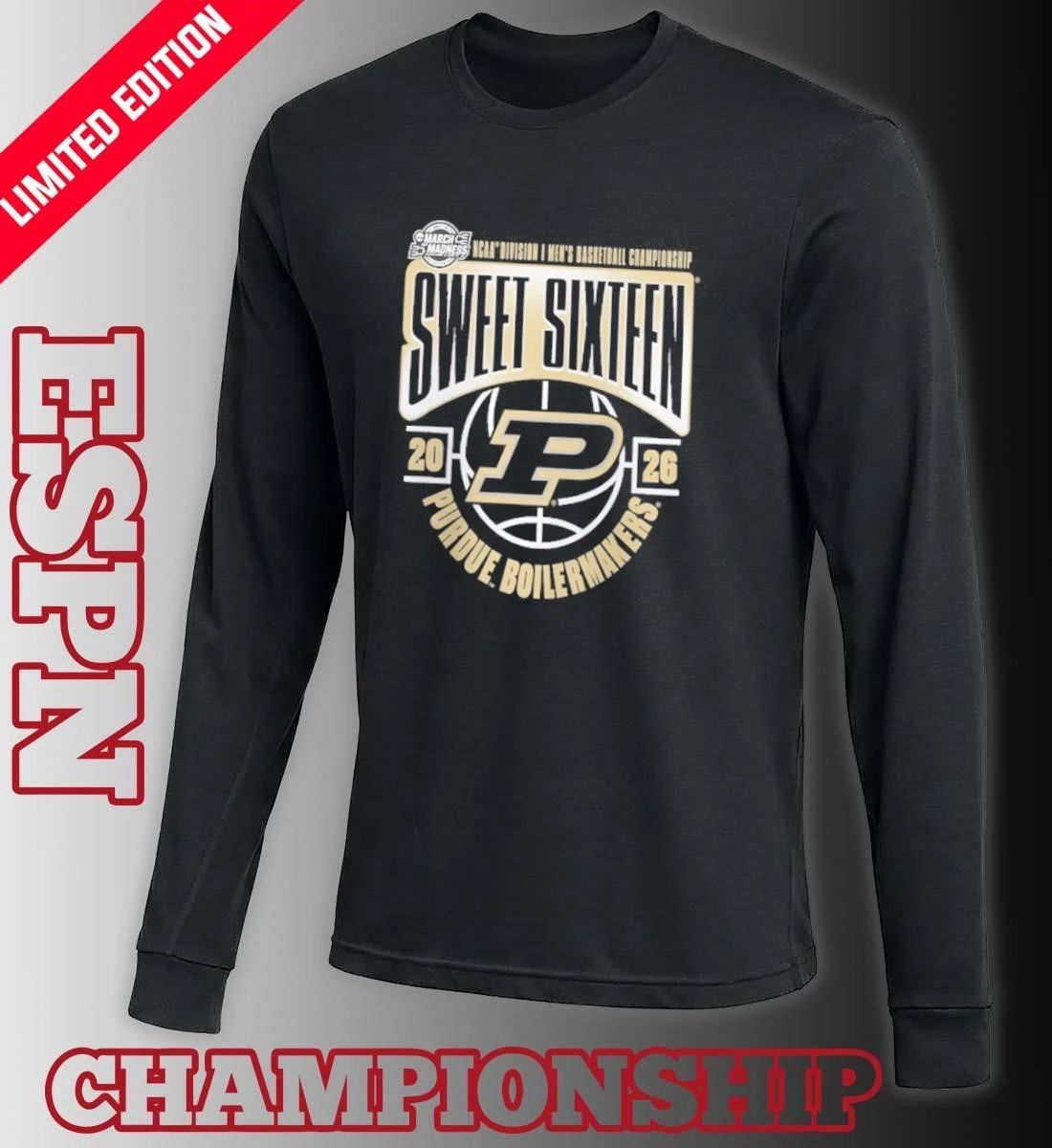 Purdue Boilermakers 2026 NCAA Men’s Basketball Tournament March Madness Sweet 16 T-Shirt