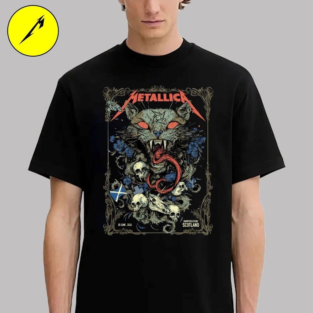 Metallica Wild Cat T-Shirt – Official Scotland Tour 2026 – June 25 – Hampden Park – Art by Michelle KamMei Harvey