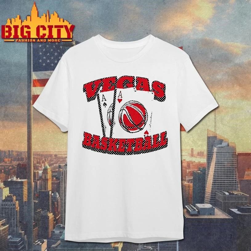 Vegas Basketball Poker Playing Cards Aces Red Sport Logo White Shirt