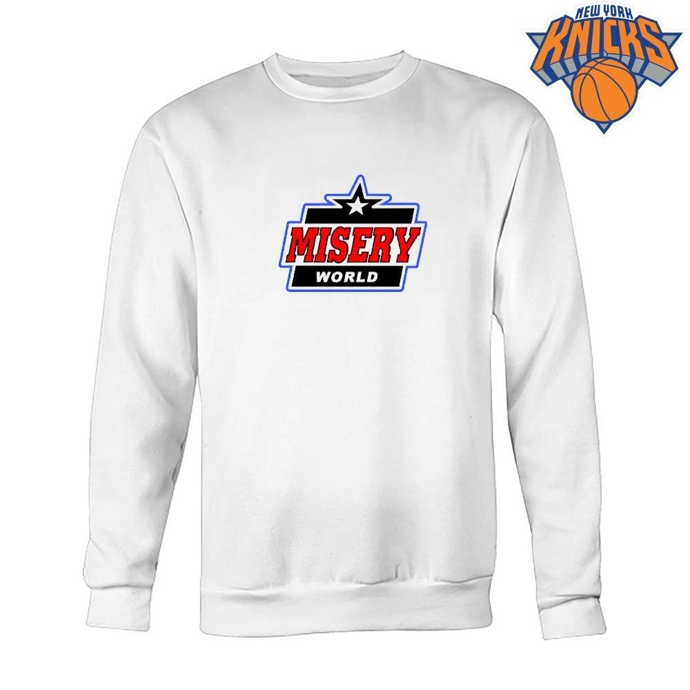 Misery World Blue Outline Star Logo Red Text Sport Style Shirt