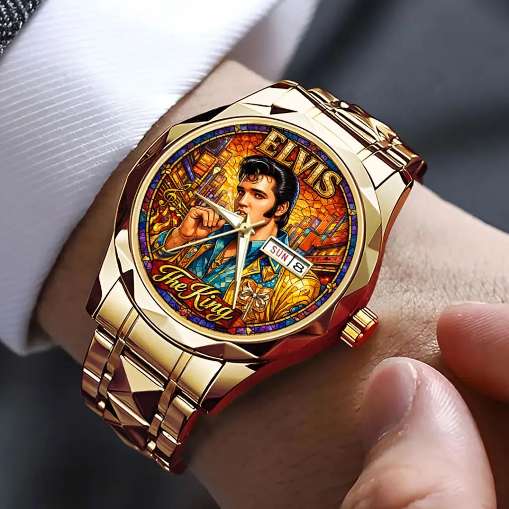 Elvis The King Stained Glass Watch