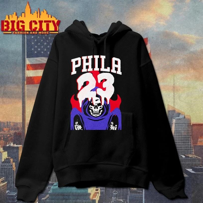 Grim Reaper Grim 23 Philadelphia Basketball Skull Graphic Vintage Shirt