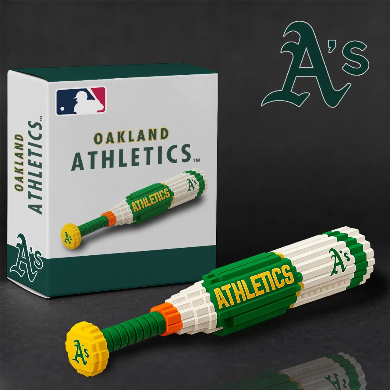 Oakland Athletics Baseball Bat Building Blocks Set