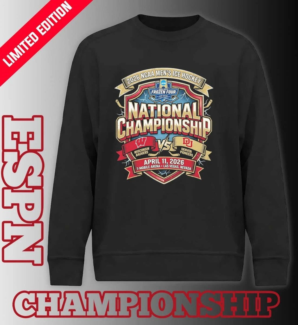 Denver Pioneers Vs Wisconsin Badgers 2026 NCAA DI Men’s Ice Hockey National Championship Vintage T-shirt