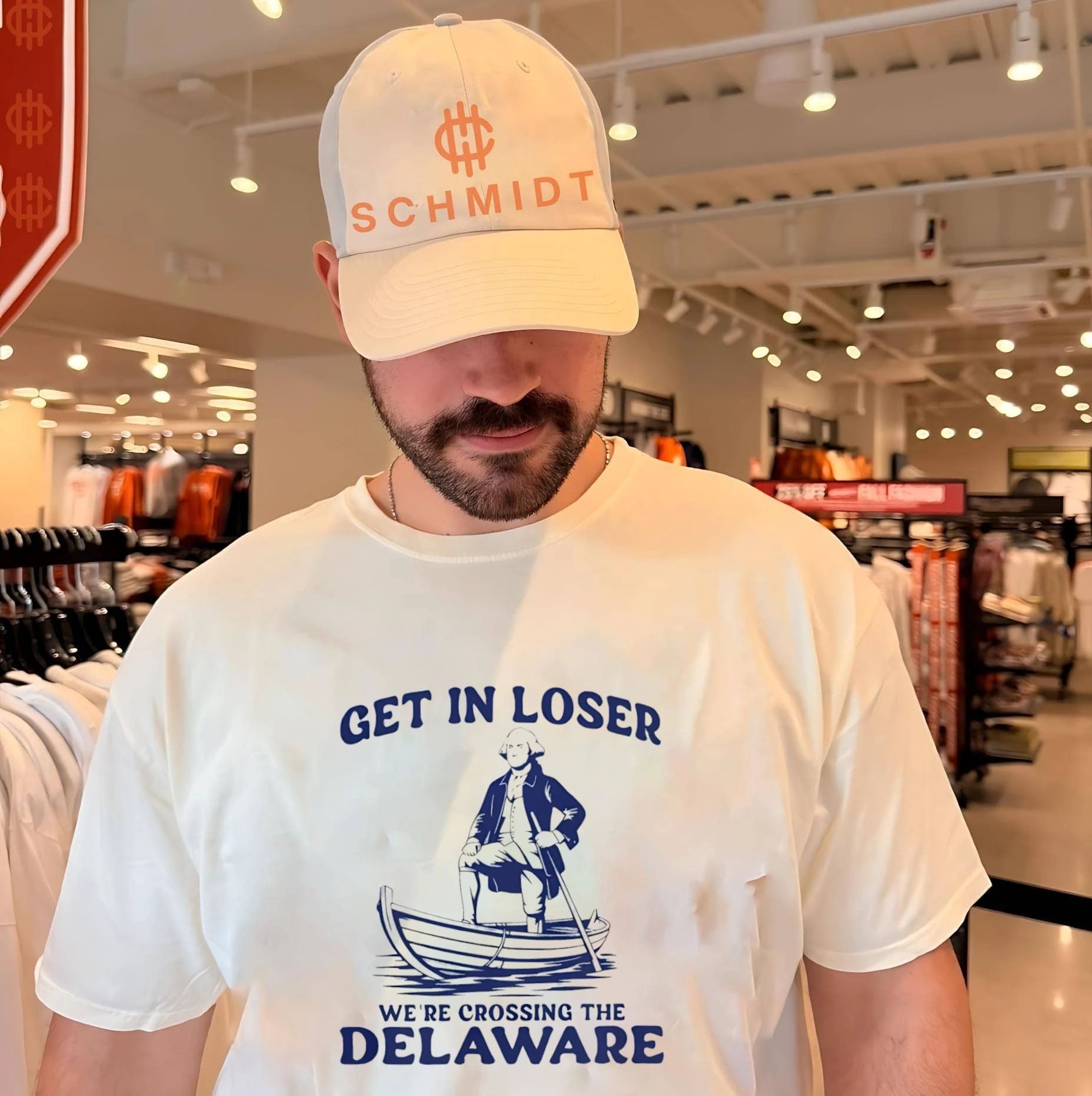 Get in loser we’re crossing the Delaware doodle shirt