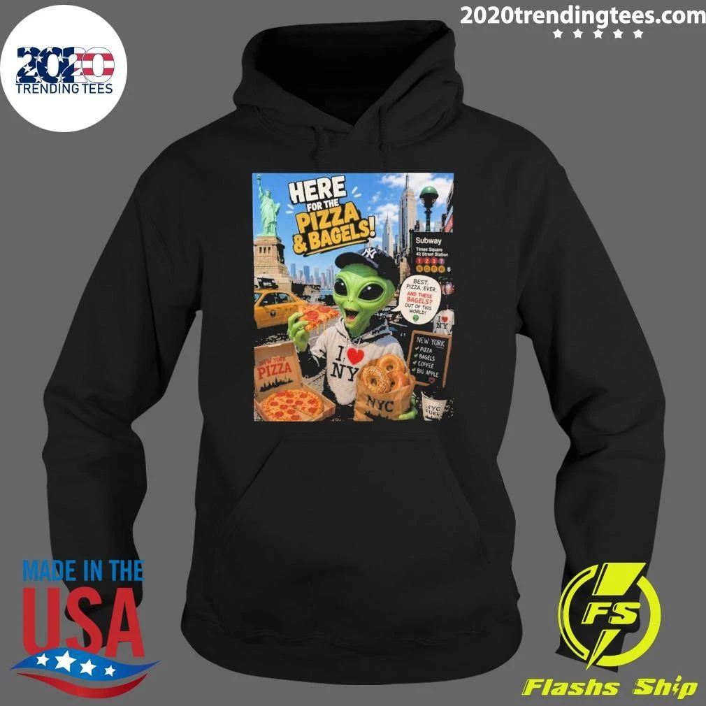 Alien Eating Here For The Pizza & Bagels NYC Statue of Liberty Shirt