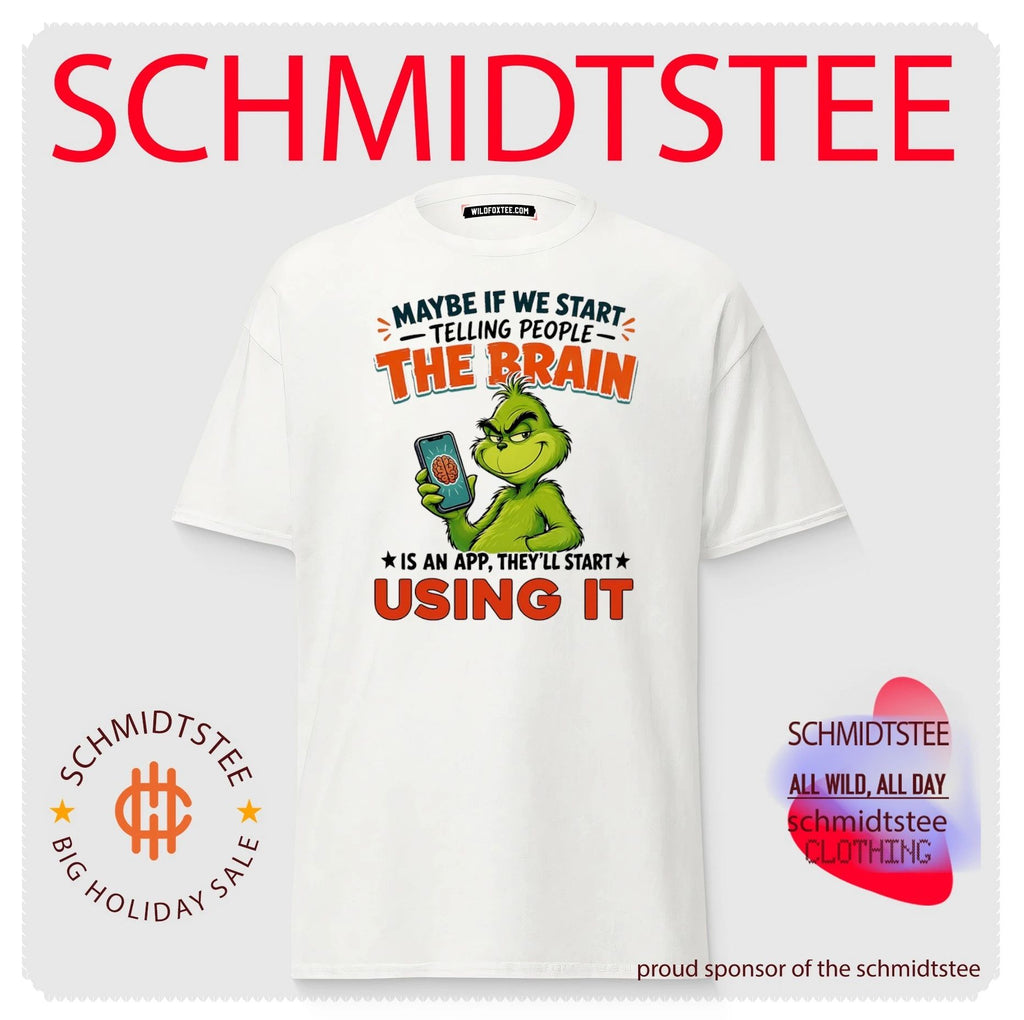 Maybe if we start telling people the brain is an app they’ll start using it Grinch shirt