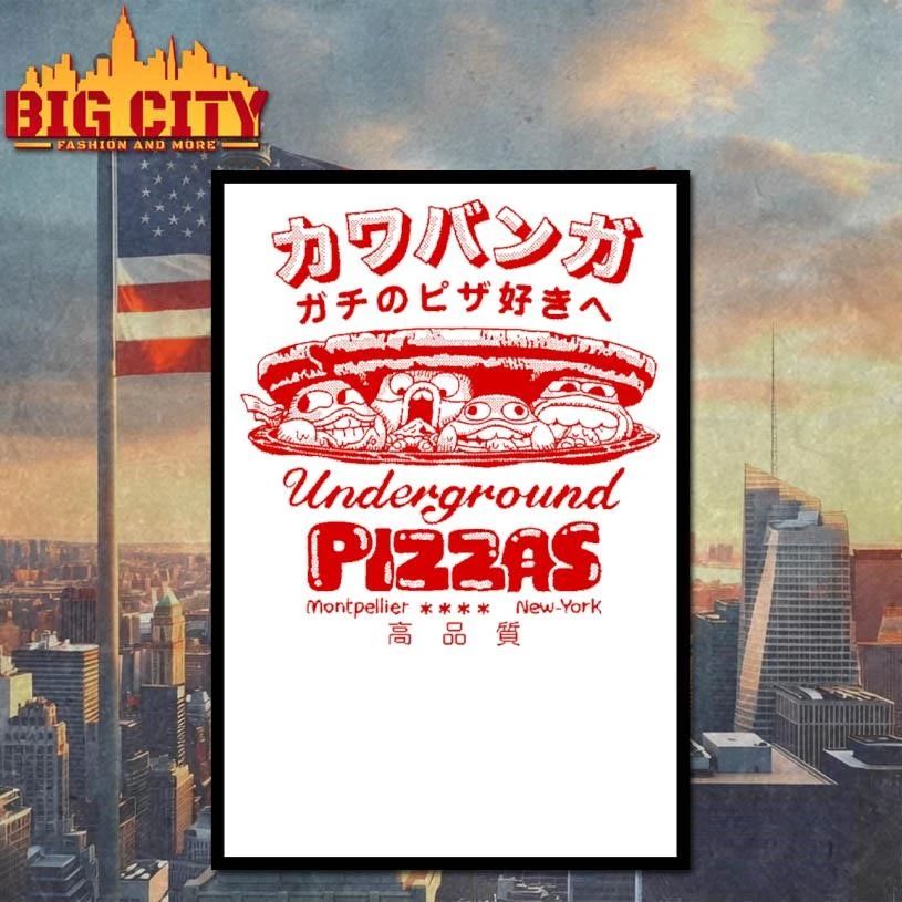 Underground Pizzas Cowabunga Ninja Turtles Japanese Parody Vintage T Shirt