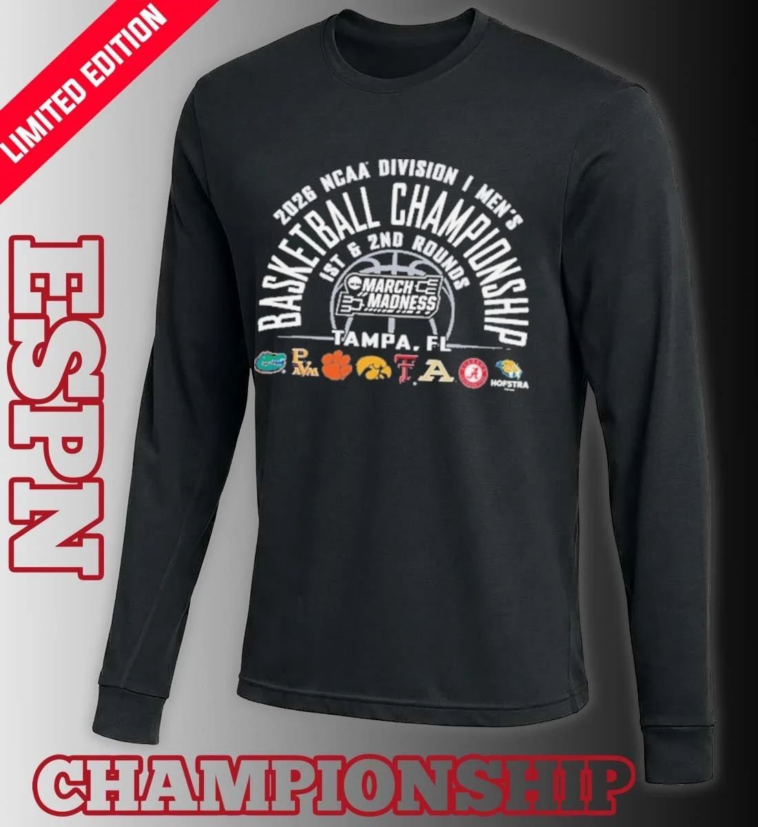 NCAA Men’s March Madness Tampa, FL 8 Teams T-Shirt