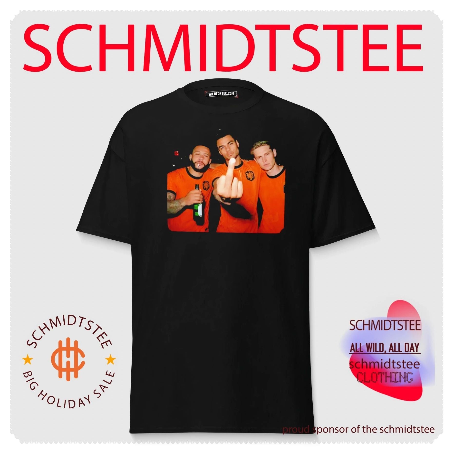 Memphis Depay Cody Gakpo and Frenkie de Jong Netherlands FC middle finger shirt