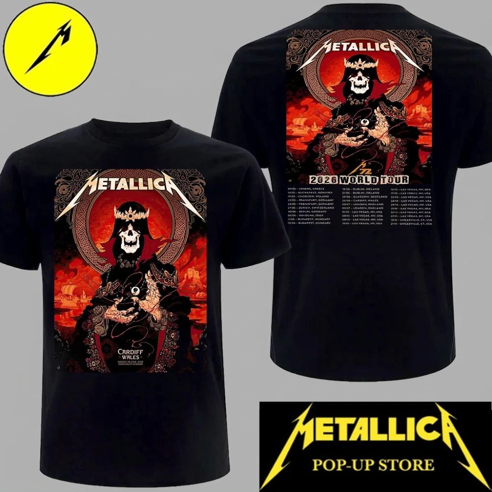 Limited Edition Metallica Celtic Skull King Concert T-Shirt Cardiff Wales 2026