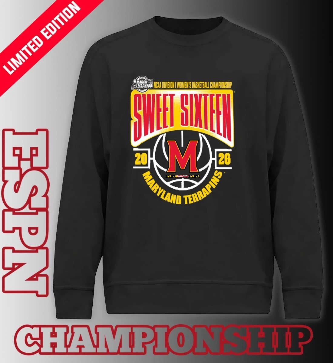 Maryland Terrapins Sweet 16 NCAA DI Women’s Basketball Tournament March Madness 2026 T-Shirt