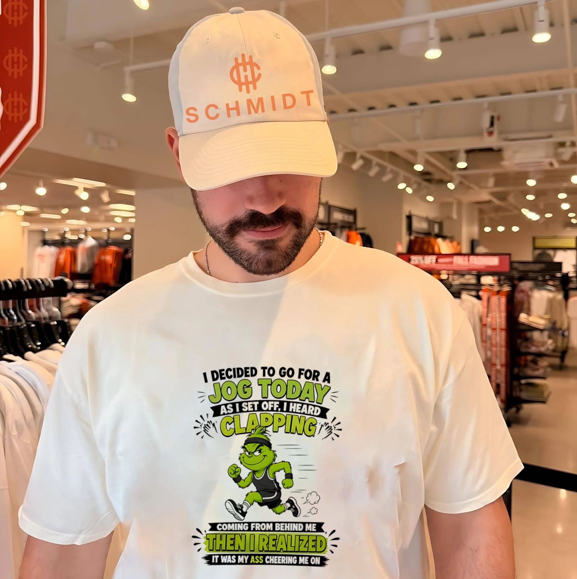 I decided to go for a jog today as I set off I heard clapping Grinch shirt