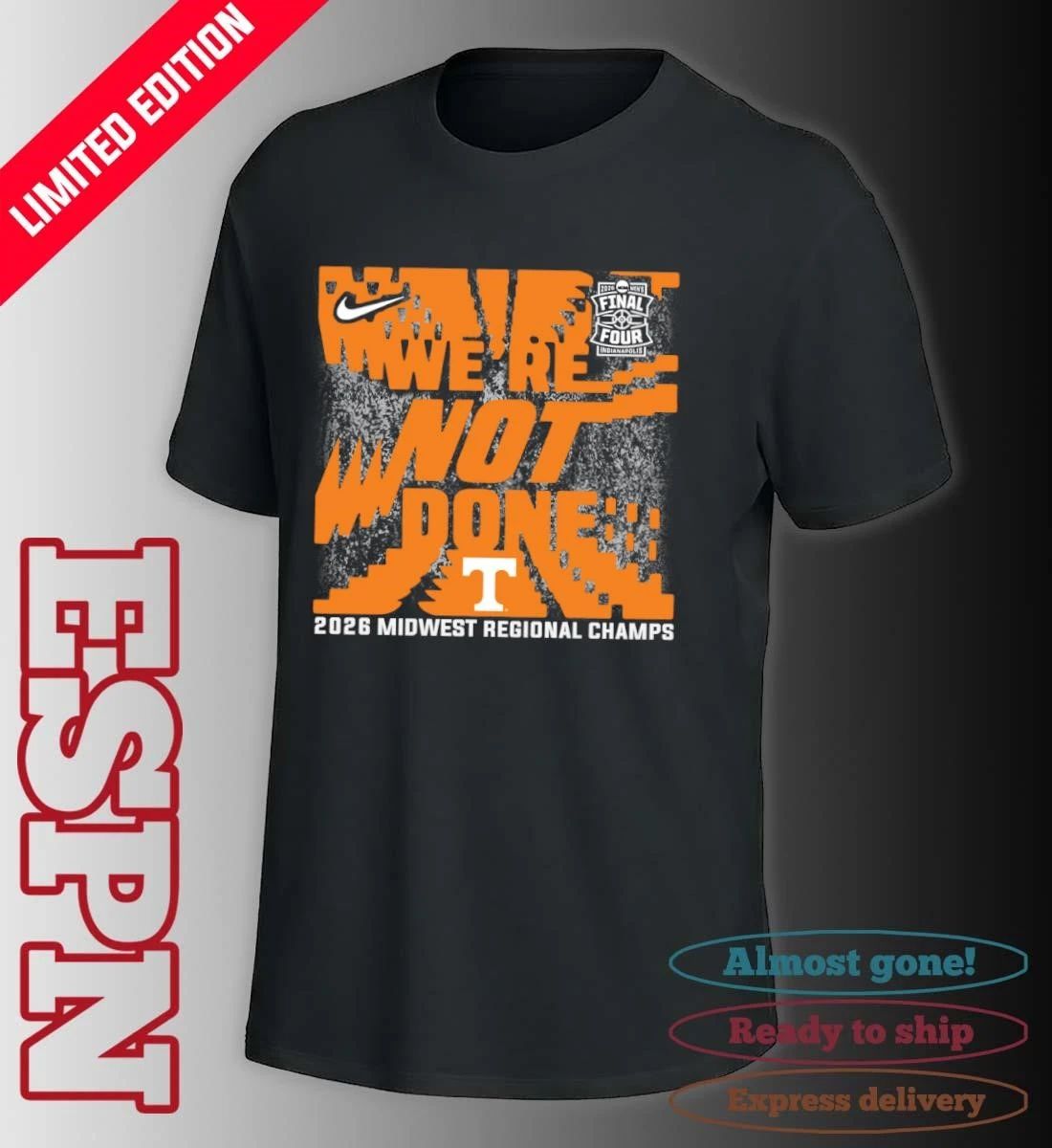 Tennessee Volunteers 2026 NCAA Men’s Basketball Midwest Regional Champions T-Shirt
