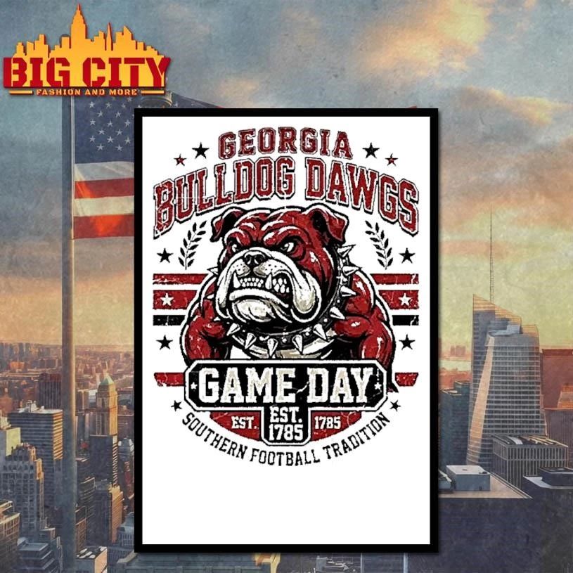 Southern Football Tradition Georgia Bulldog Dawgs Game Day Est 1785 White Shirt