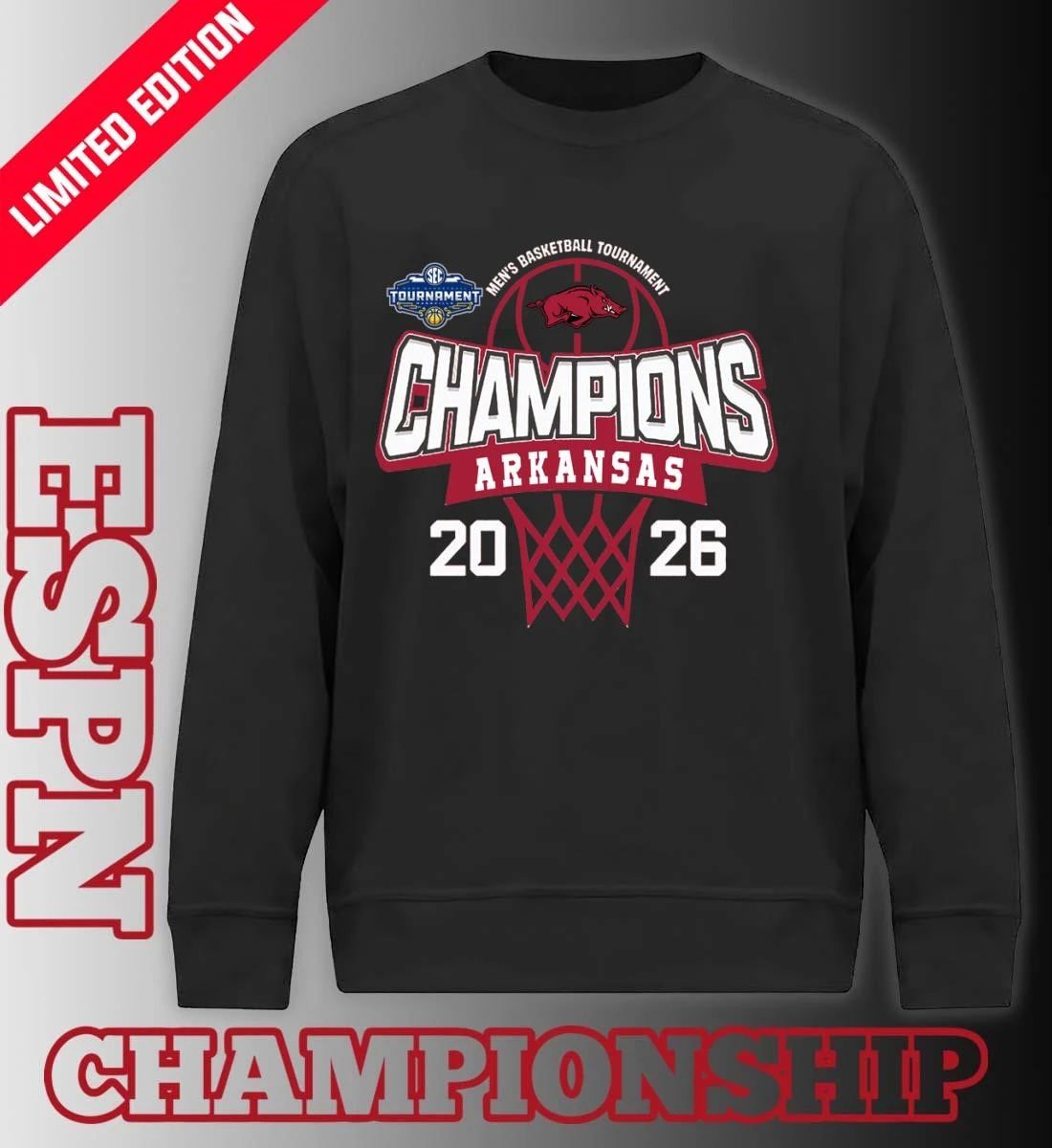 Arkansas Razorbacks 2026 Southeastern Conference Men’s Basketball Tournament Champions Shirt