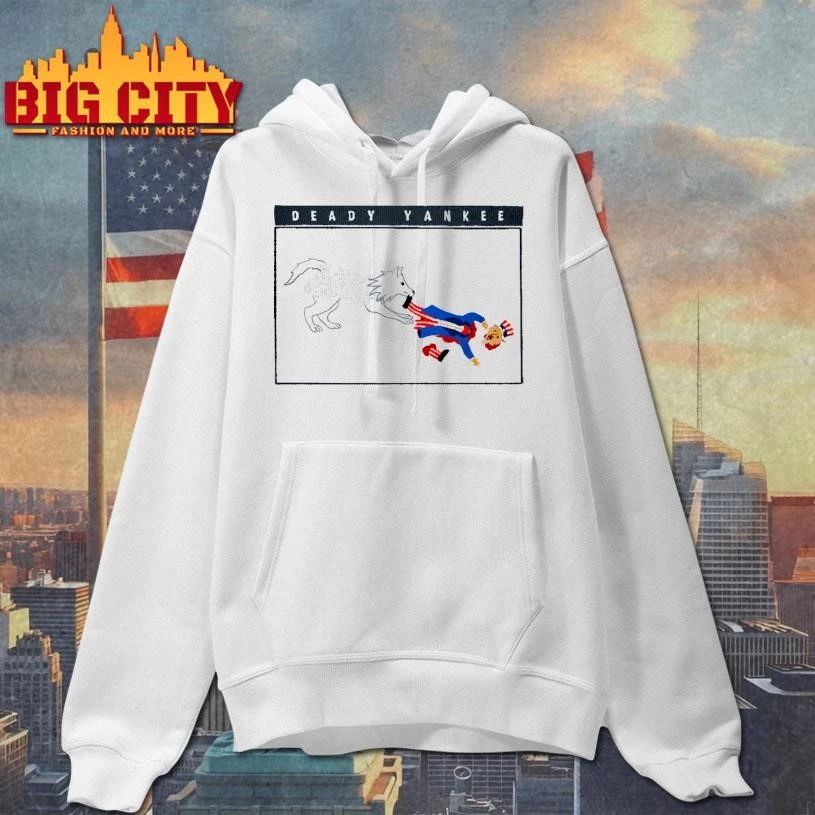 Deady Yankee Wolf Biting Uncle Sam Graphic T Shirt