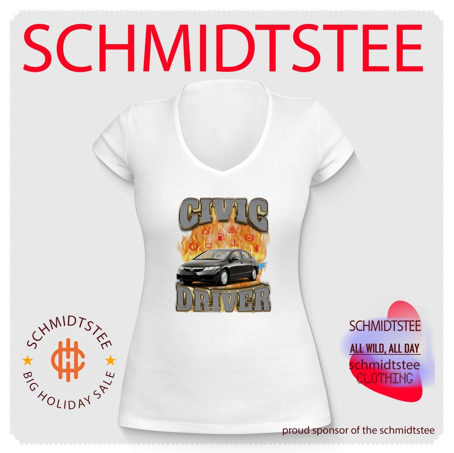 Civic driver Civic on fire black car illustration shirt