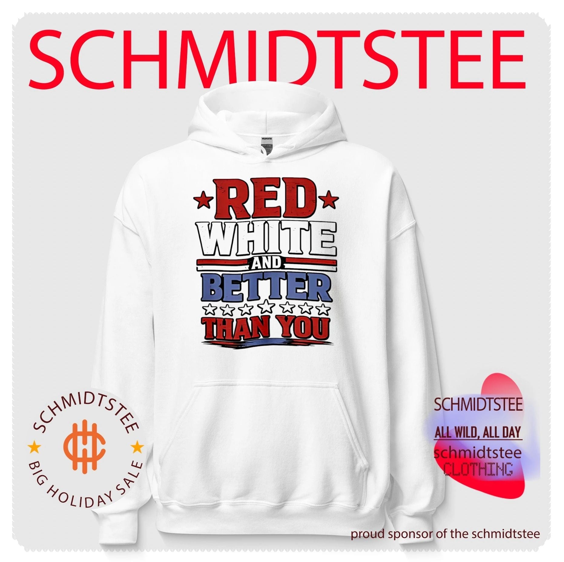 Red white and better than you text shirt