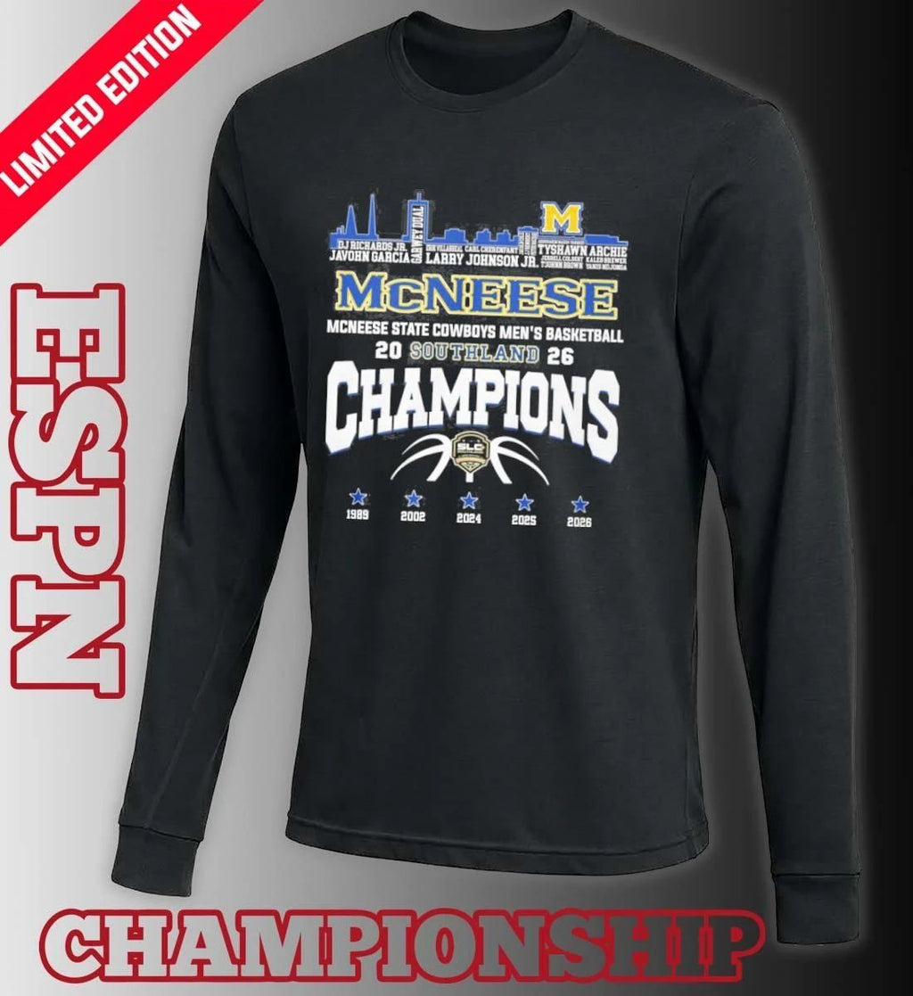 Mcneese State Cowboys Skyline Player Name Southland Men’s Basketball Champions Shirt