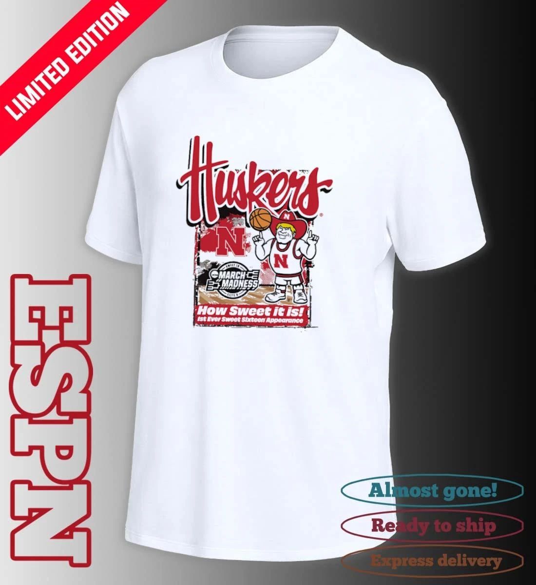 1st Ever Sweet Sixteen Nebraska Cornhuskers Men’s Basketball Shirt