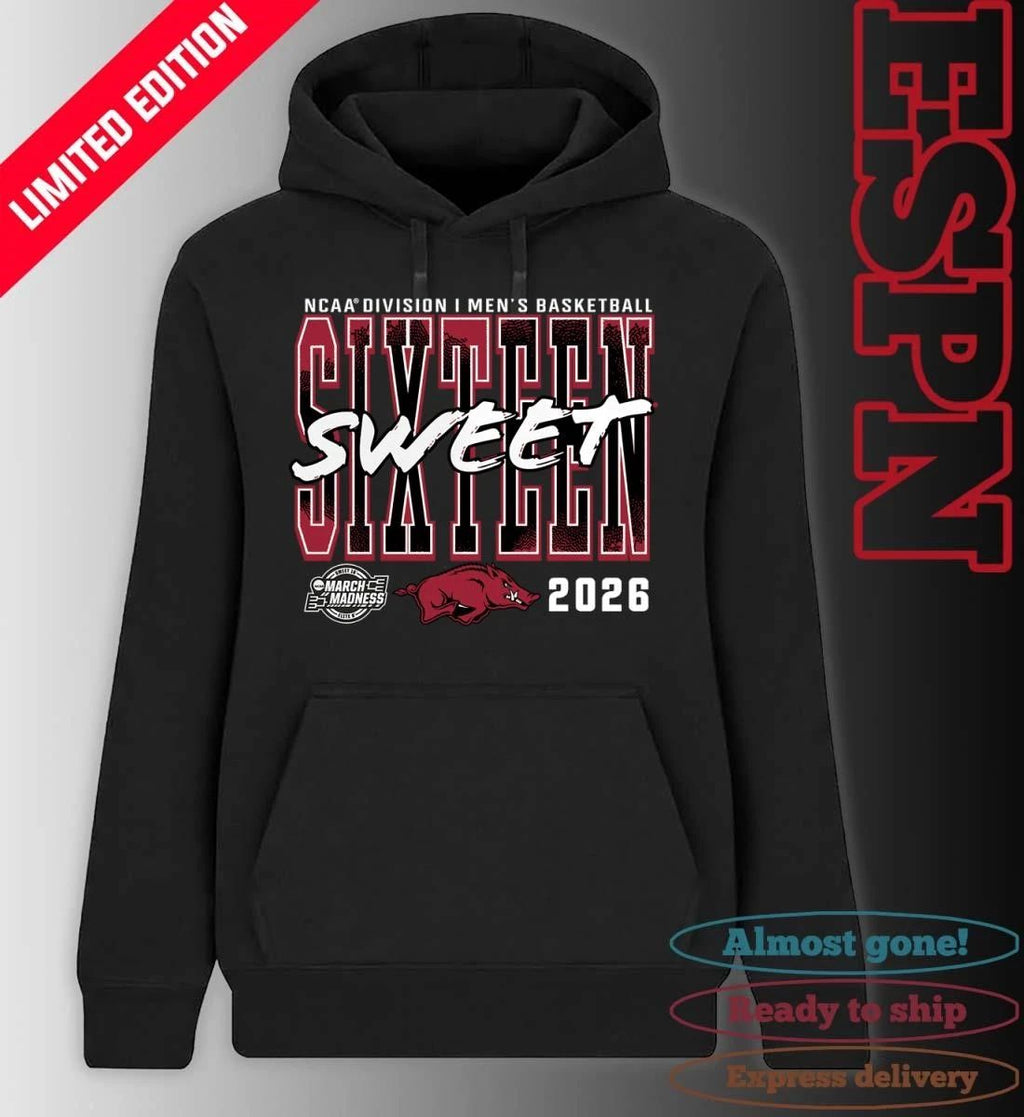 Arkansas Razorbacks 2026 NCAA Men’s Basketball Tournament March Madness Sweet 16 T-Shirt