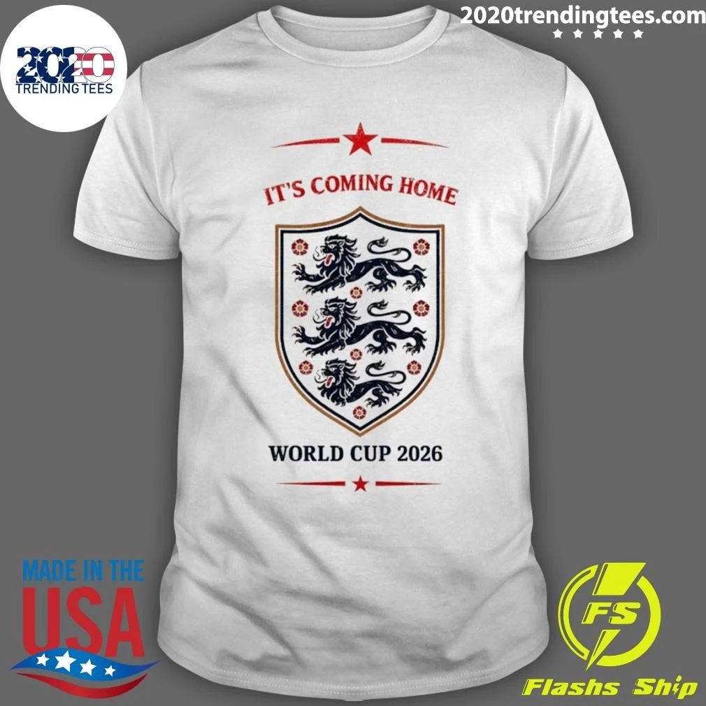 England Soccer Three Lions It’s Coming Home World Cup 2026 Shirt