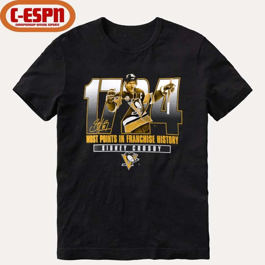 Sidney Crosby Pittsburgh Penguins 1724 Most Points in Franchise History T-Shirt