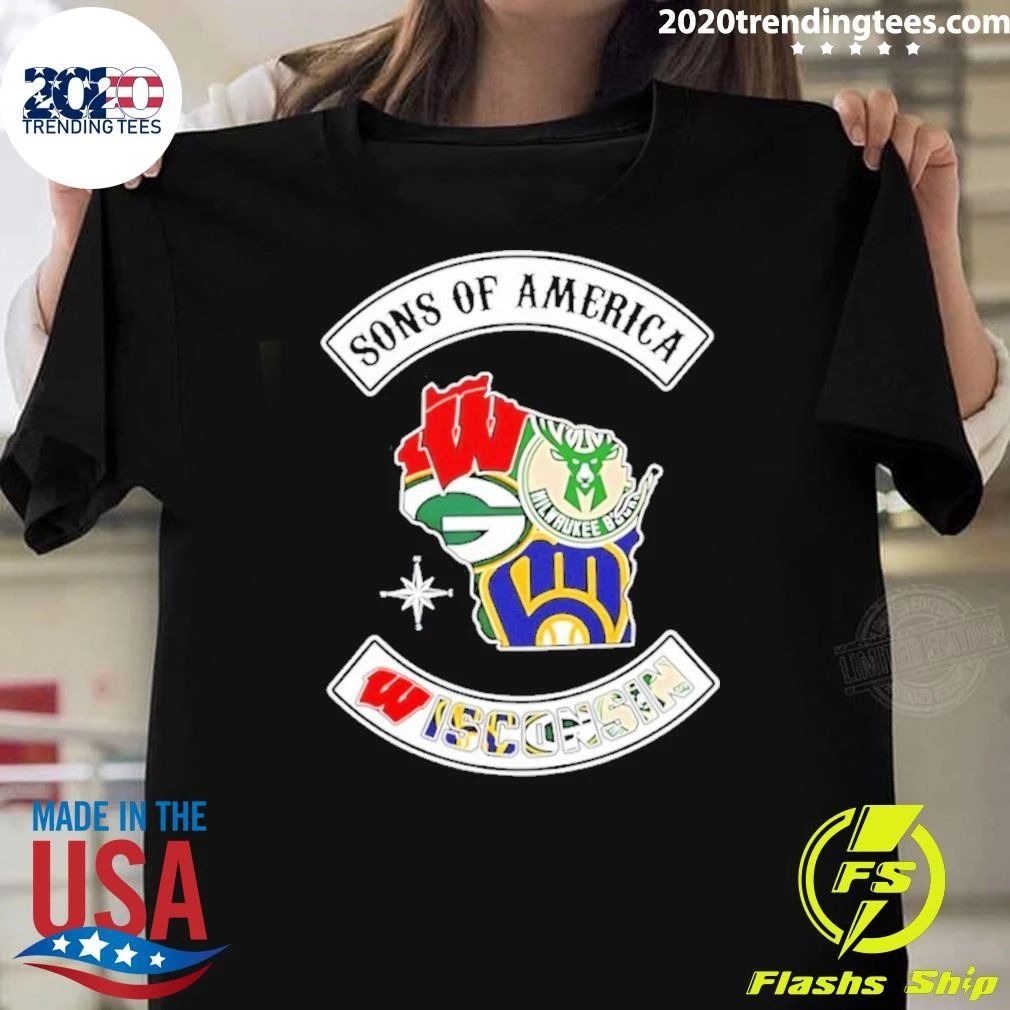 Sons Of America Wisconsin Sports Team Map Shirt