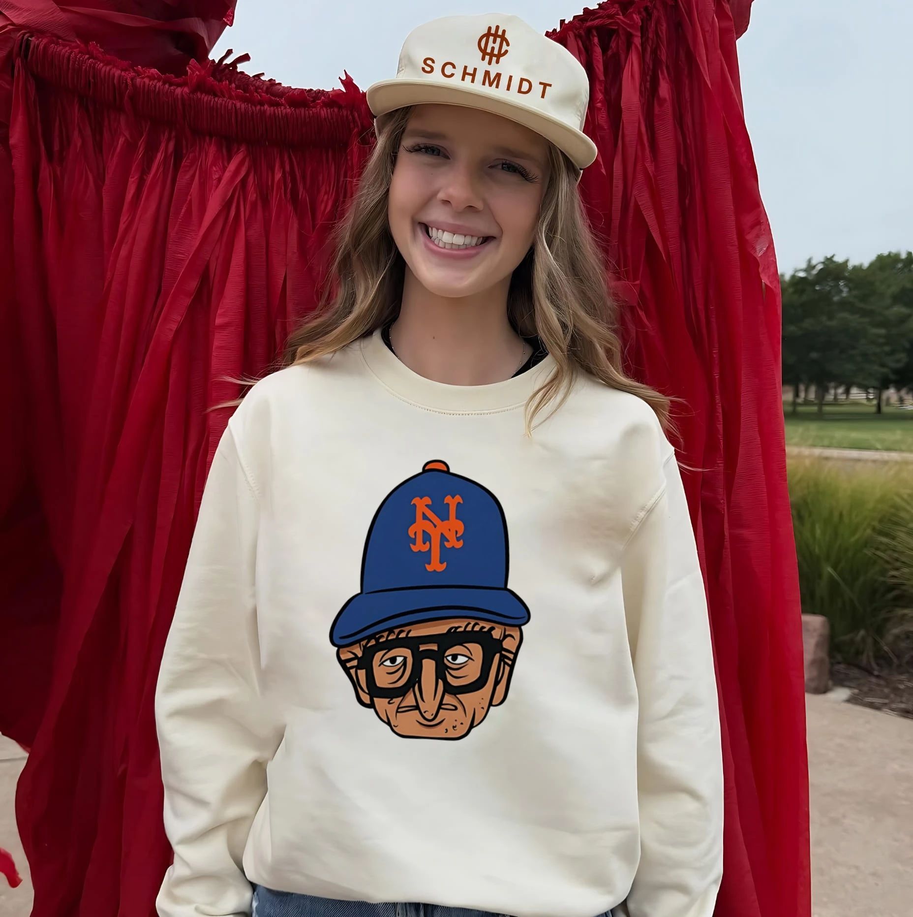 Old Jewish Men New York Mets big head caricature shirt