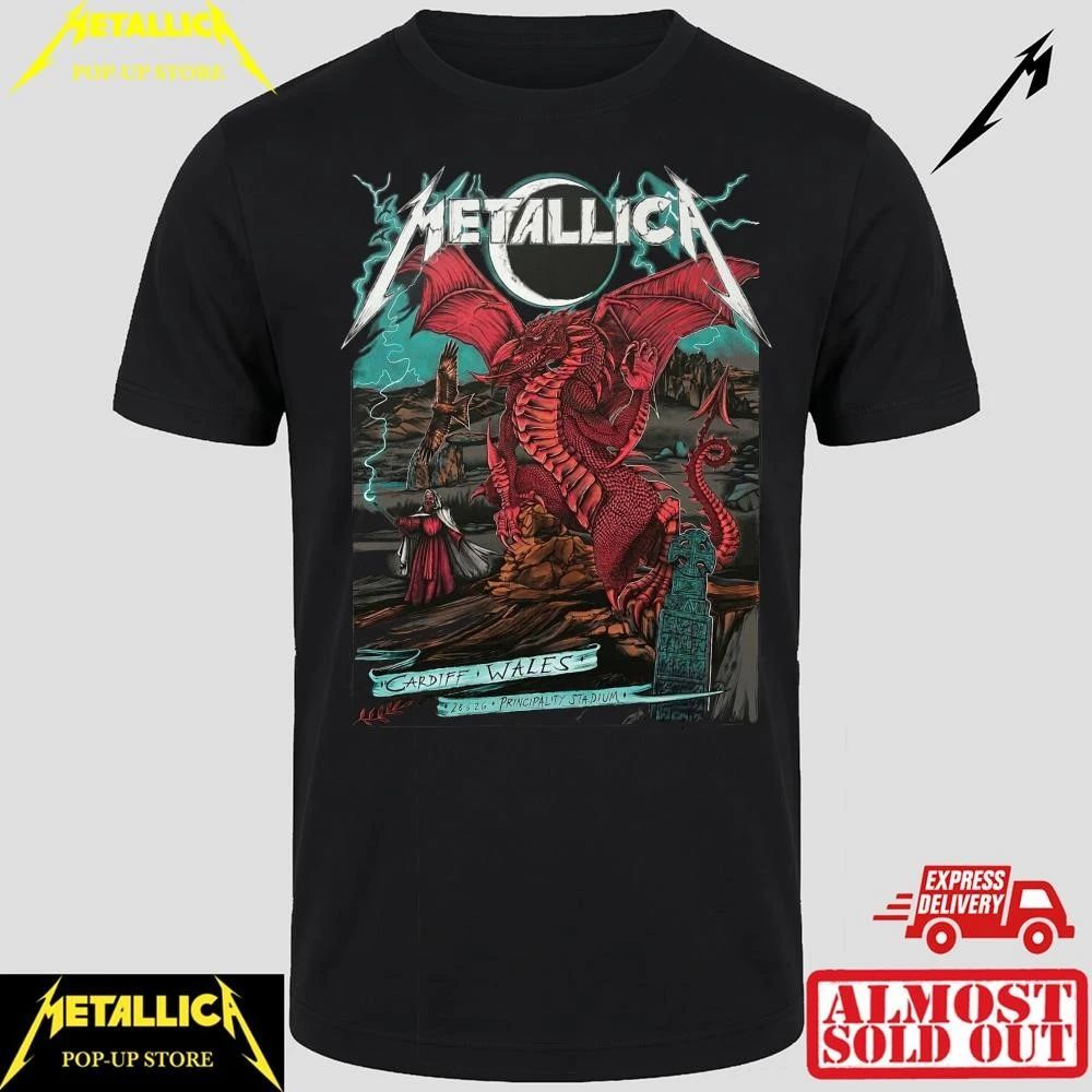 Metallica Principality Stadium 2026 Limited Edition Red Dragon Merch Tee
