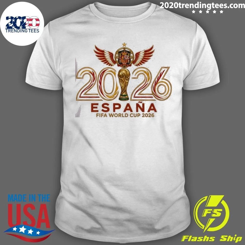 Spanish Soccer Fan Coat of Arms Gold Trophy World Cup 2026 Shirt