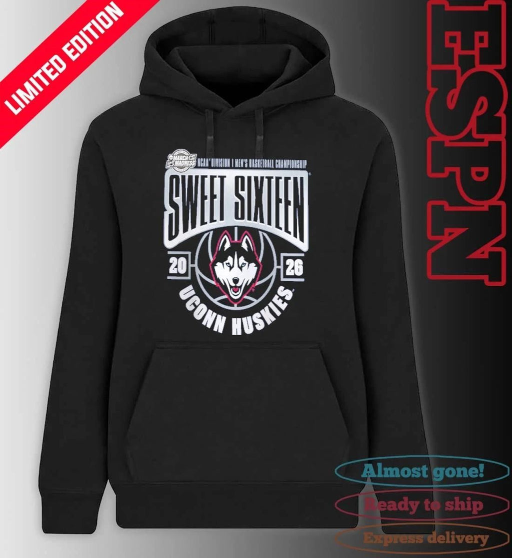 UConn Huskies 2026 NCAA Men’s Basketball Tournament March Madness Sweet 16 T-Shirt
