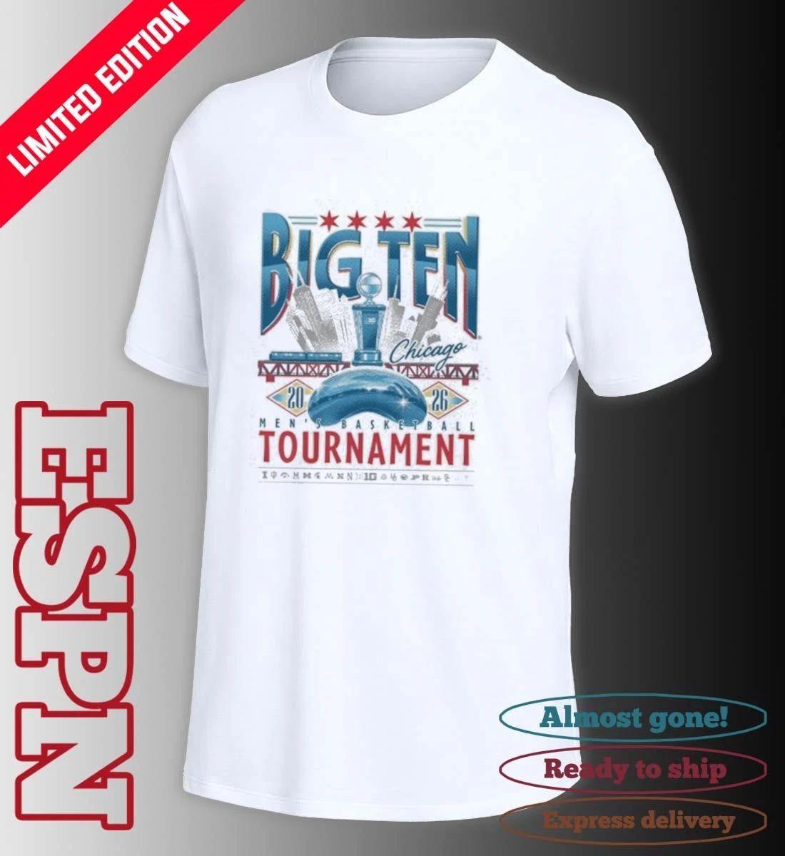 2026 Big Ten Men’s Basketball Tournament Chicago Skyline Shirt