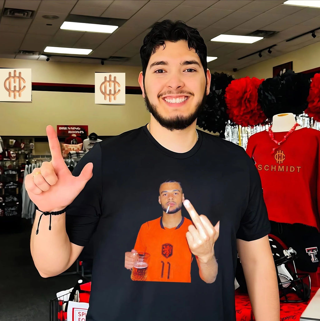 Cody Gakpo Netherlands National Football Team beer and middle finger shirt