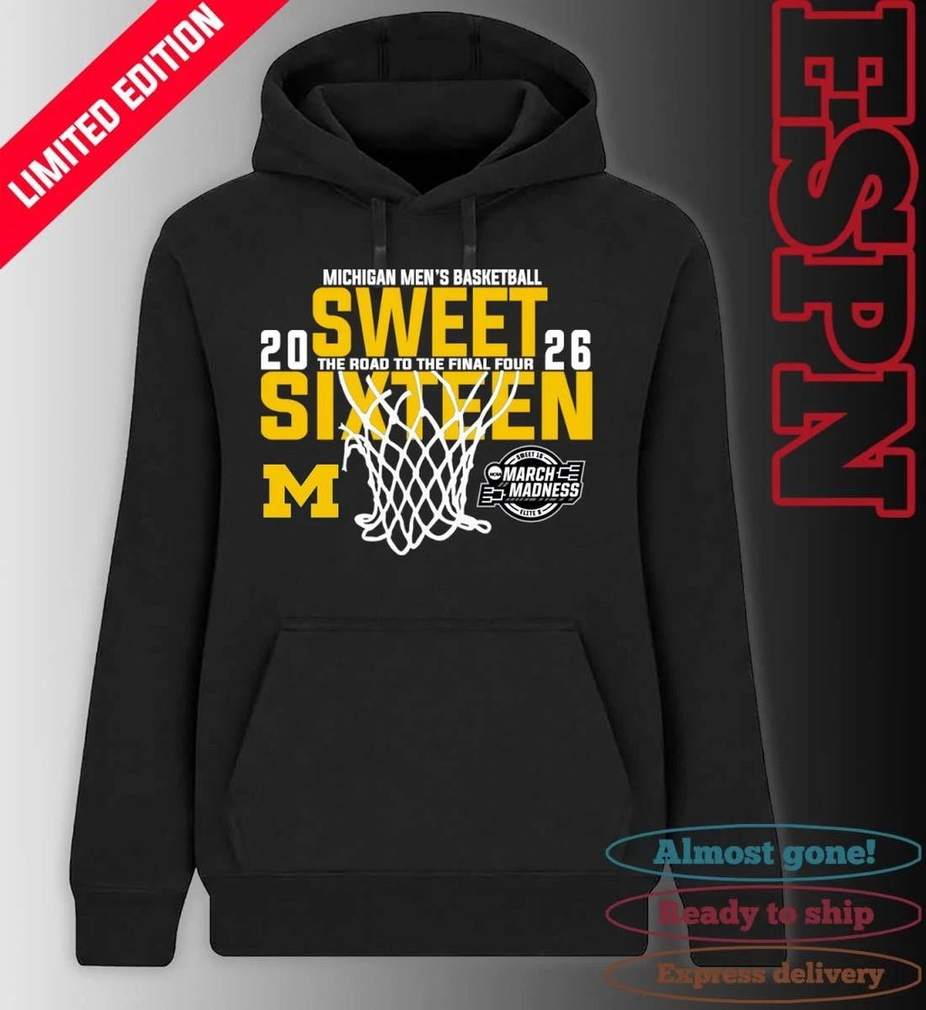 Michigan Men’s Basketball 2026 Sweet Sixteen The Road To The Final Four Shirt