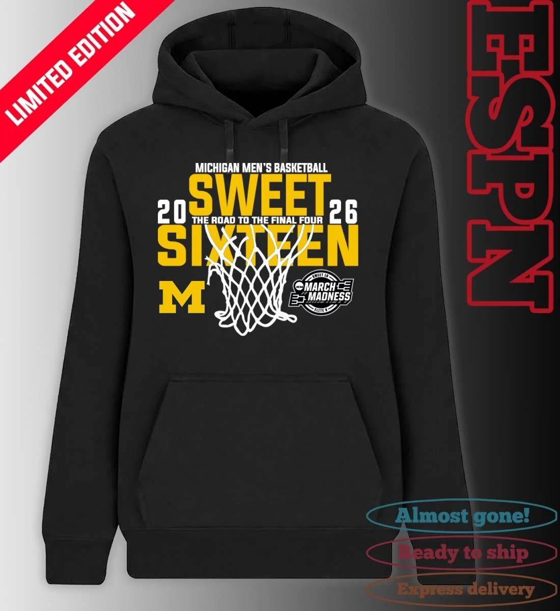Michigan Men’s Basketball 2026 Sweet Sixteen The Road To The Final Four Shirt