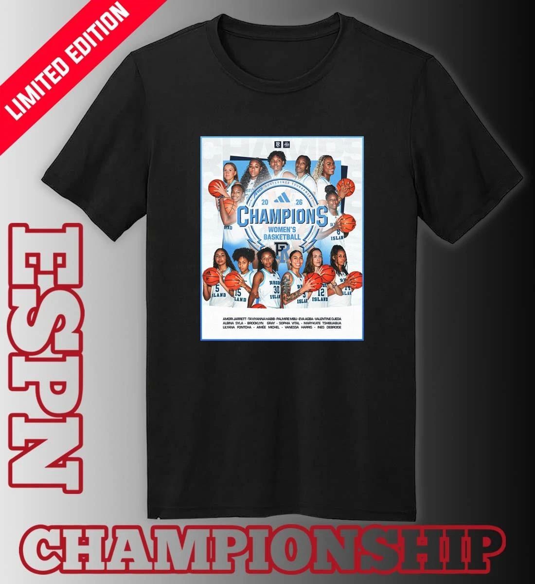 Rhode Island Women’s Basketball 2026 A-10 Conference Champions Poster T-Shirt