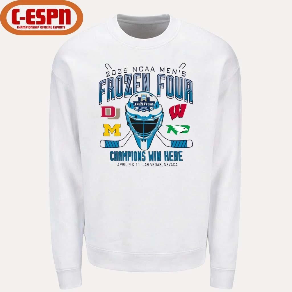 Michigan, Denver, Wisconsin And North Dakota 2026 NCAA Men’s Hockey Frozen Four Shirt