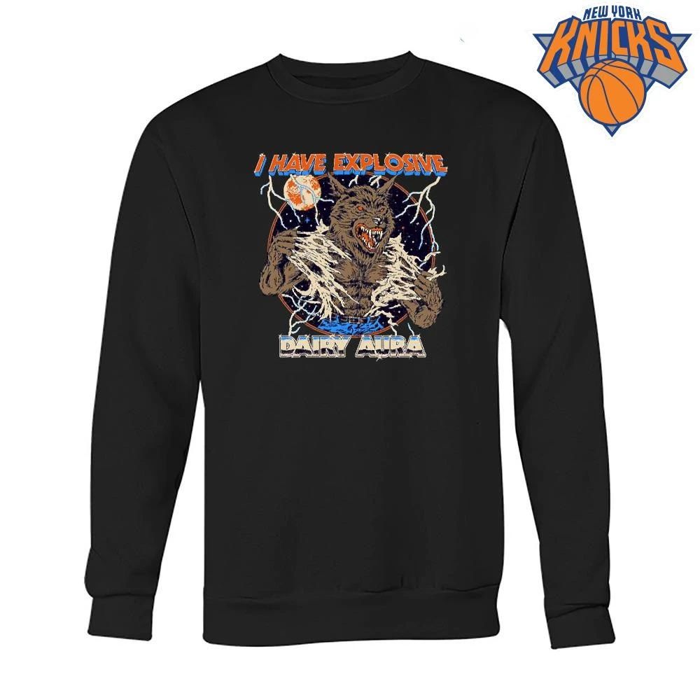I Have Explosive Dairy Aura Angry Werewolf Lightning Moon Shirt