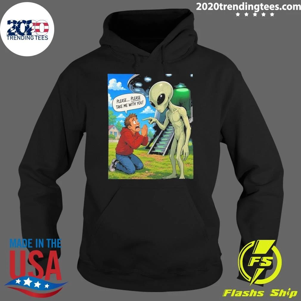 Please Take Me With You Alien Abduction Illustration Shirt