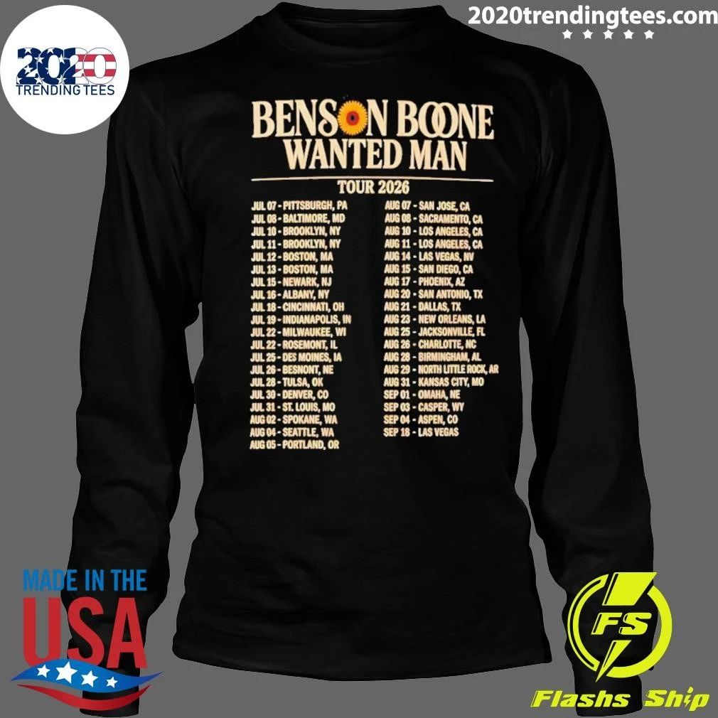 Benson Boone Wanted Man Tour Concert Music 2026 Shirt