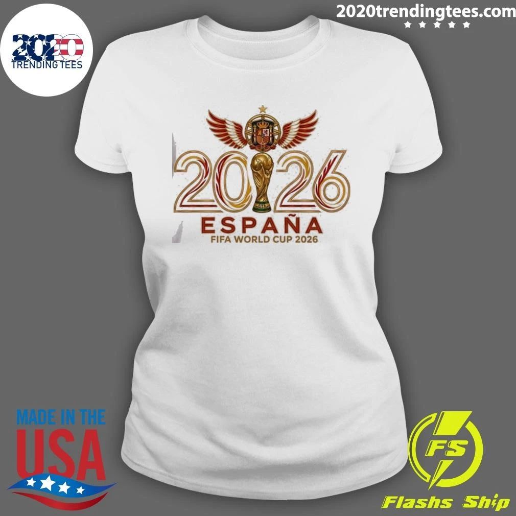 Spanish Soccer Fan Coat of Arms Gold Trophy World Cup 2026 Shirt
